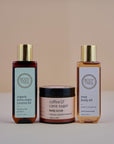 Massage, Cleansing, and Nourishment Combo   Organic Extra Virgin Coconut Oil, Coffee & Cane Sugar Body Scrub, and Rose Body Oil